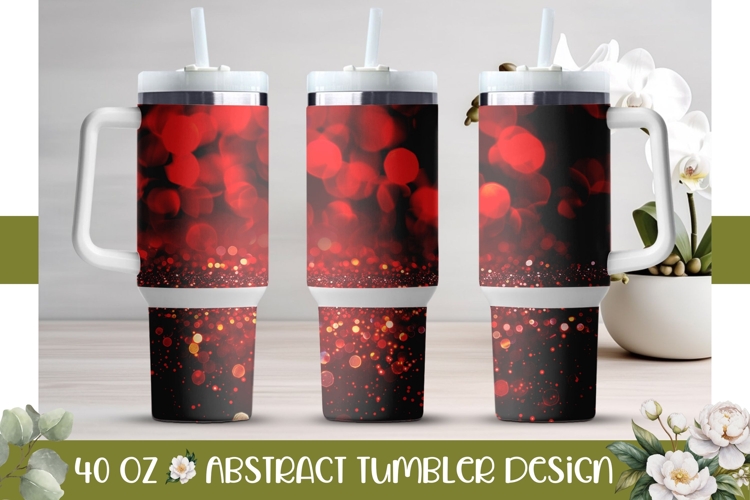 Red Glitter Tumbler Design, Red 40 Oz Tumbler Template