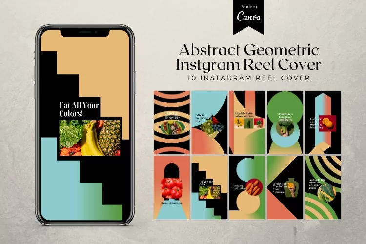 Abstract Geometric Reel Cover Canva Template
