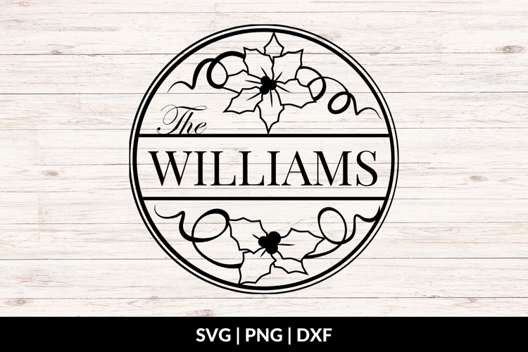 Christmas Family Name SVG - Poinsettia Flowers