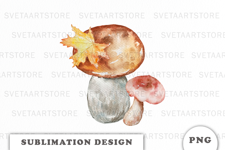 Watercolor Autumn Mushroom png