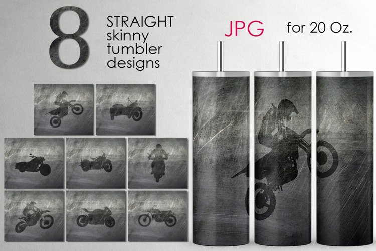 Motorcycle Skinny tumbler sublimation, metallic bike design