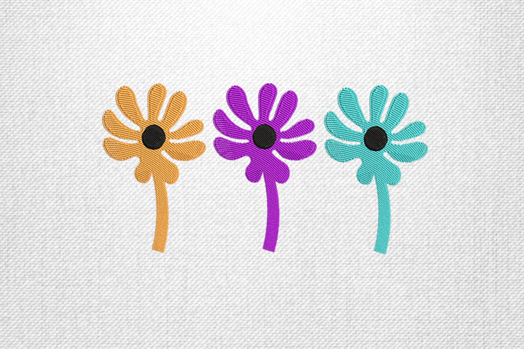 Colorful Daisy Trio Embroidery Design File