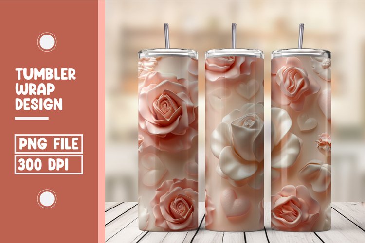 Heart Flower Tumbler Wrap Design example image 1