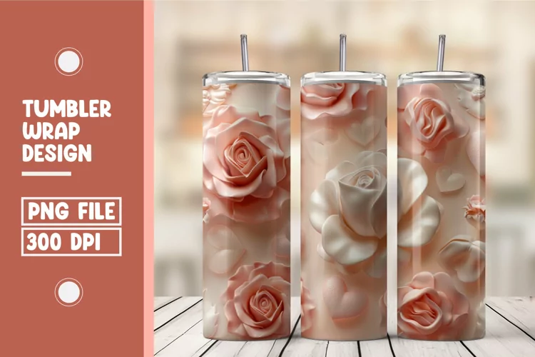 Heart Flower Tumbler Wrap Design