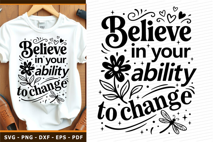Believe in your ability to change, Motivational quotes SVG example image 1