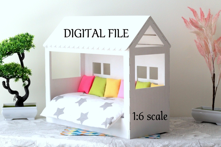 Miniature canopy bed digital file, dollhouse wooden frame