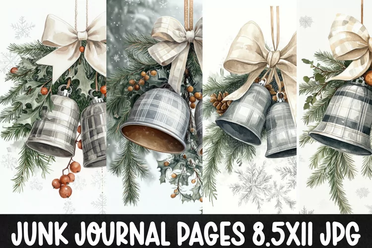 4 Christmas Digital Papers I Christmas Junk Journal Pages