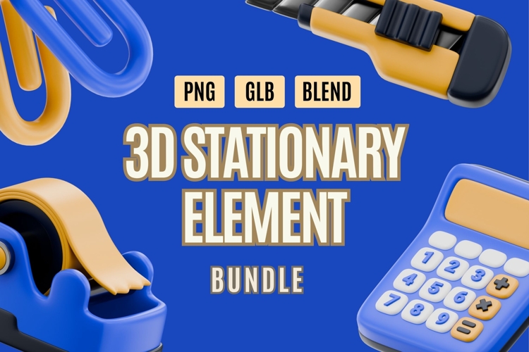 3D Stationery Icon Bundle