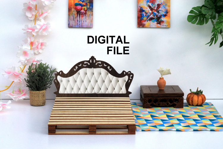 Miniature dollhouse headboard for bed digital download file