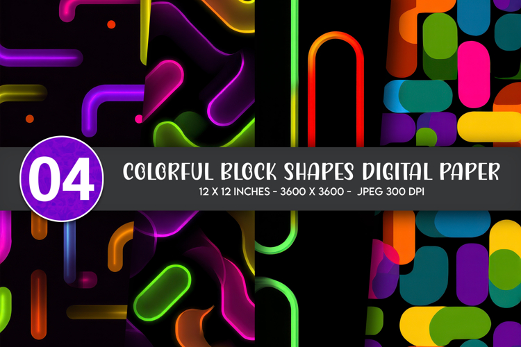 Colorful Block Shapes Digital Paper