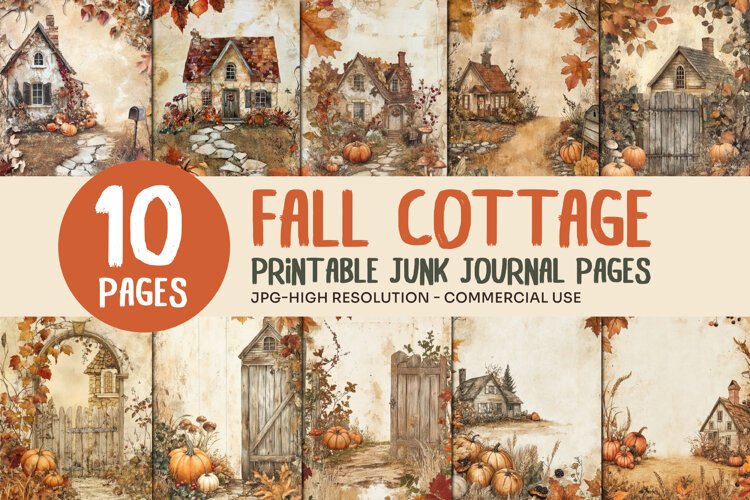 Autumn Cottage Junk Journal Pages example image 1