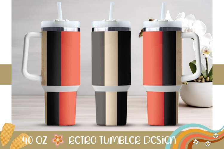Retro Stripes Tumbler, Retro 40 Oz Tumbler Sublimation