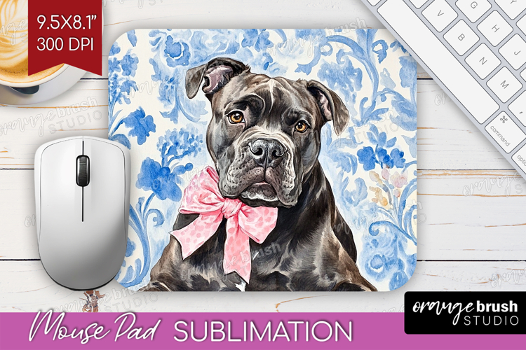Cane Corso Dog Mouse Pad Sublimation Blue Toile Mousepad PNG