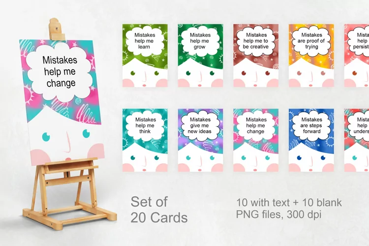 Mistakes... Positive Affirmation Cards for Kids Set of 20