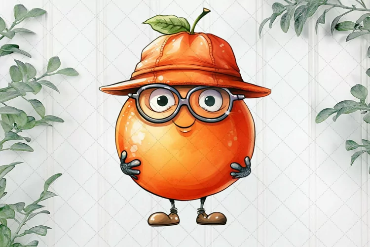 Cartoon Fruits Orange Watercolor Sublimation