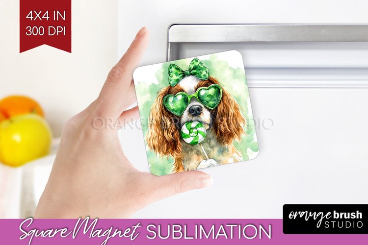 Cavalier Spaniel St. Patricks Day Dog Magnet Sublimation Dog