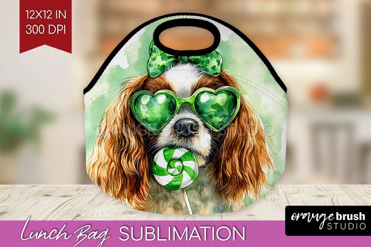 Cavalier Spaniel St. Patricks Day Dog Lunch Bag Dog Lunch