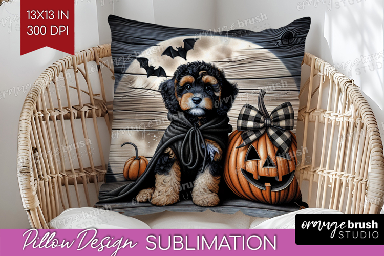 Cavapoo Dog Pillow Sublimation Halloween Pillow Cover PNG