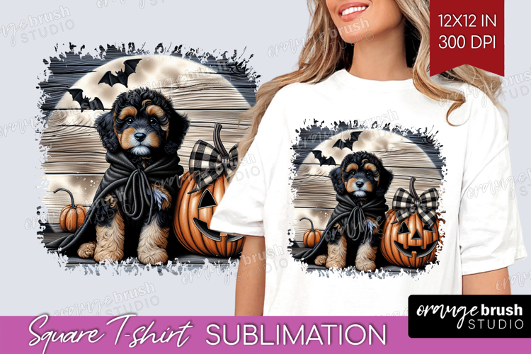 Cavapoo Dog Square Tshirt Background Halloween PNG