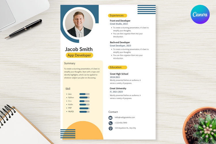 28 Professional Resume - Canva