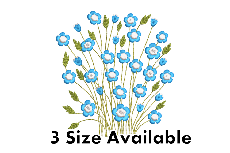 Blue Blossom Floral Embroidery Design