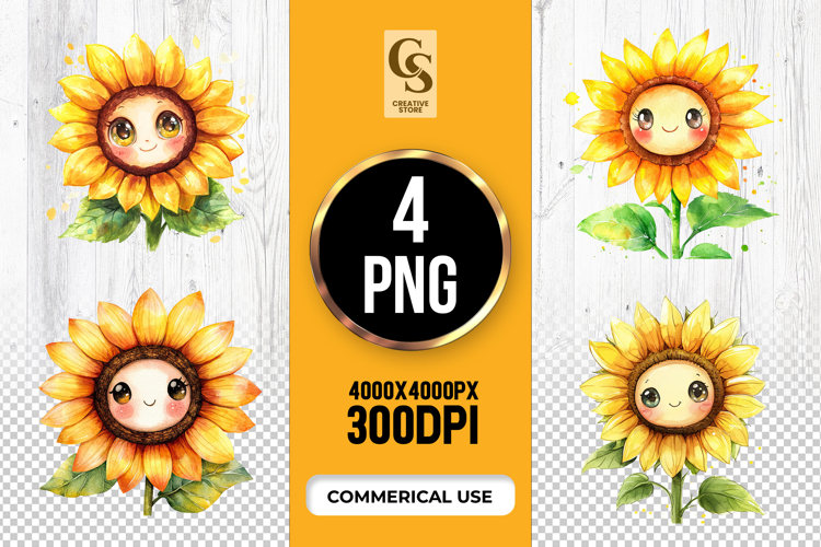 Watercolor Sunflower Clipart Image 6