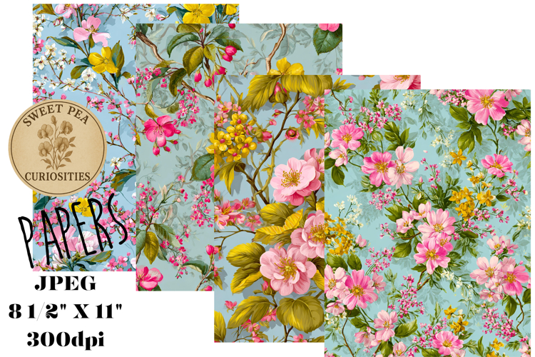 Shabby Chic, Flowers, Papers, Junk Journal