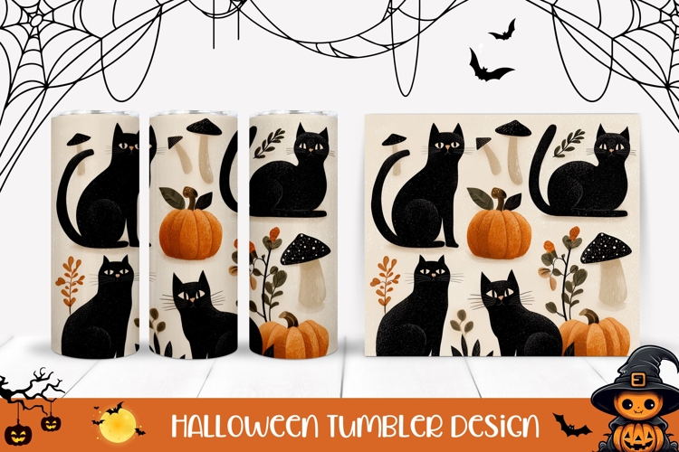 Fall Pumpkins Tumbler, Black Cat Tumbler Design