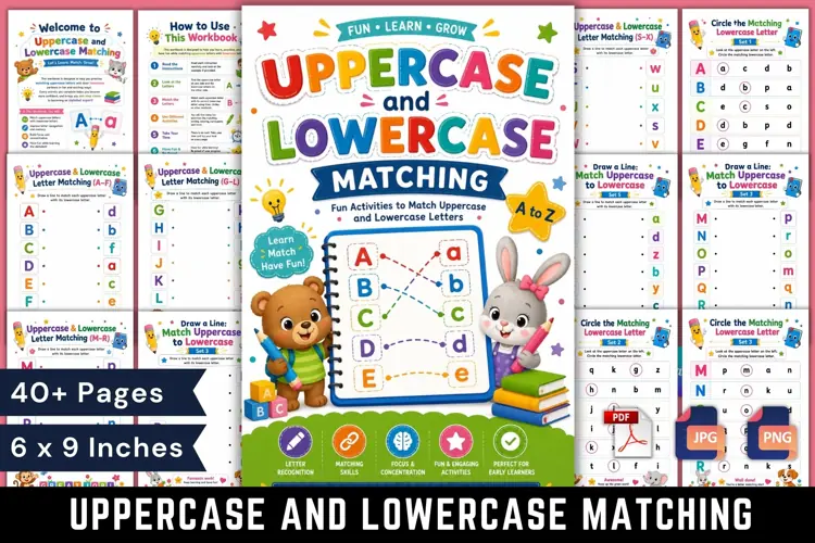 Uppercase and Lowercase Matching Workbook for Kids