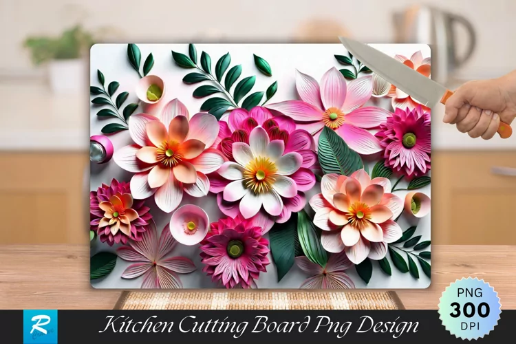 Floral Cutting Board Sublimation Design