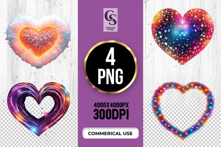 Colorful Sparkle Heart Clipart Sublimation PNG