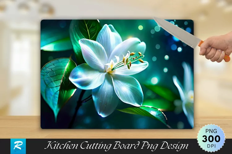 Enchanting Jasmine Artistic Cutting Board Sublimation Design