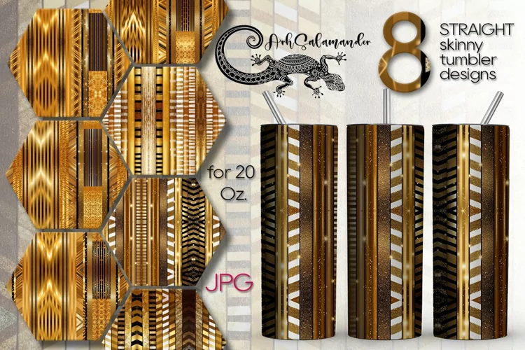 Golden Christmas | 8 xmas Sublimation Skinny Tumbler Design