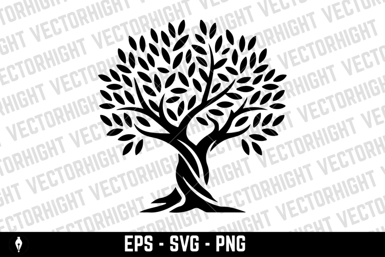 Olive tree silhouette icon. Design element for logo, label,