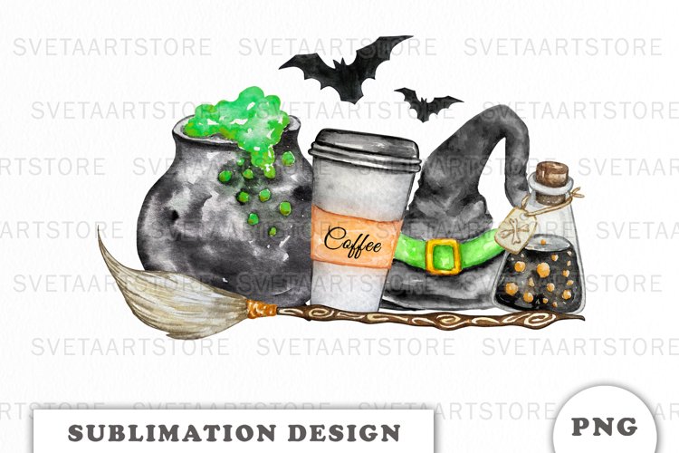 Watercolor Halloween Sublimation Download example image 1