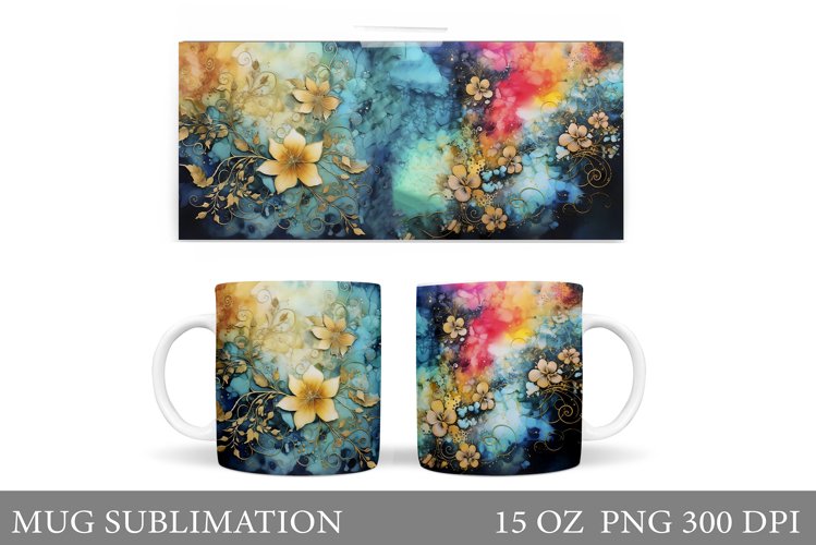 Flowers Mug Wrap Sublimation. Abstract Mug Wrap Design example image 1