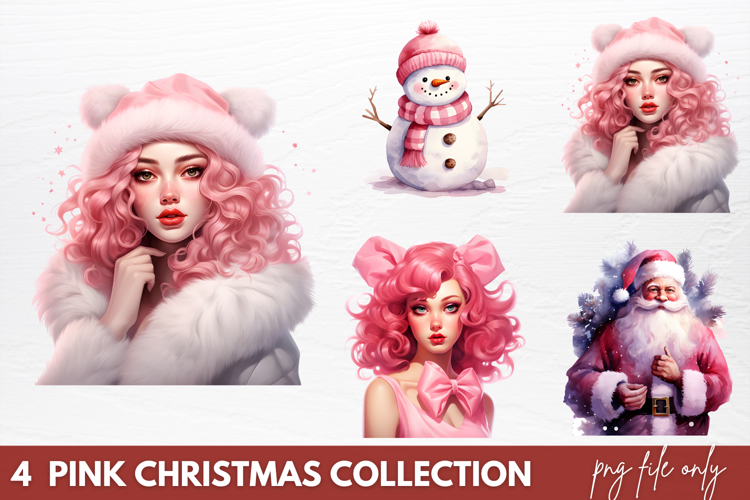 Pink Christmas Collection Sublimation PNG
