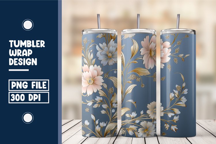 3D Flower Tumbler Wrap Design