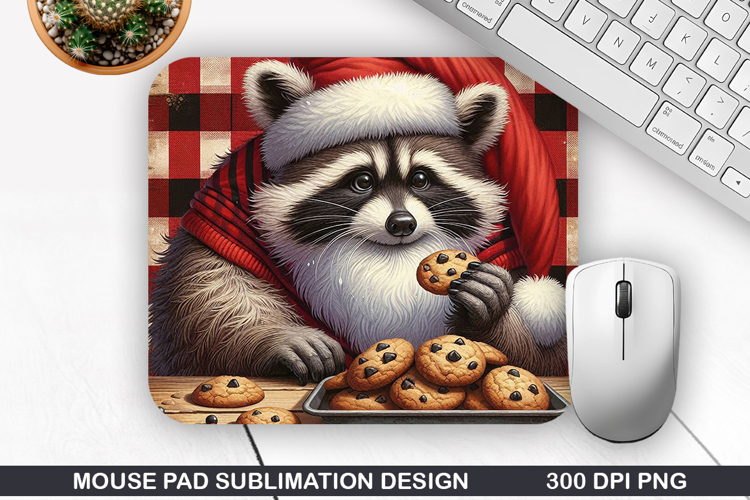 Racoon Mouse Pad Sublimation, Christmas Mouse Pad PNG