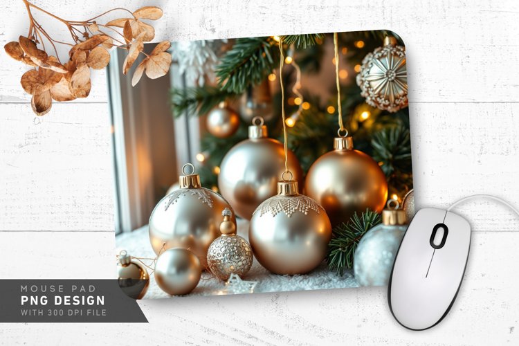 Elegant Gold And Silver Ornament Mouse Pad PNG Design example image 1