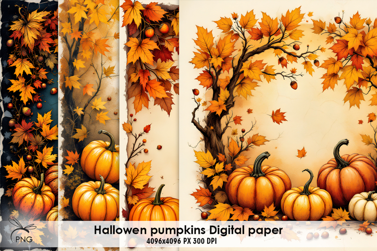 Halloween pumpkins digital paper
