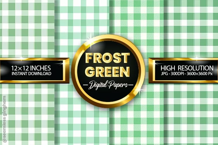 Frost Green Gingham Digital Papers 04 Variations