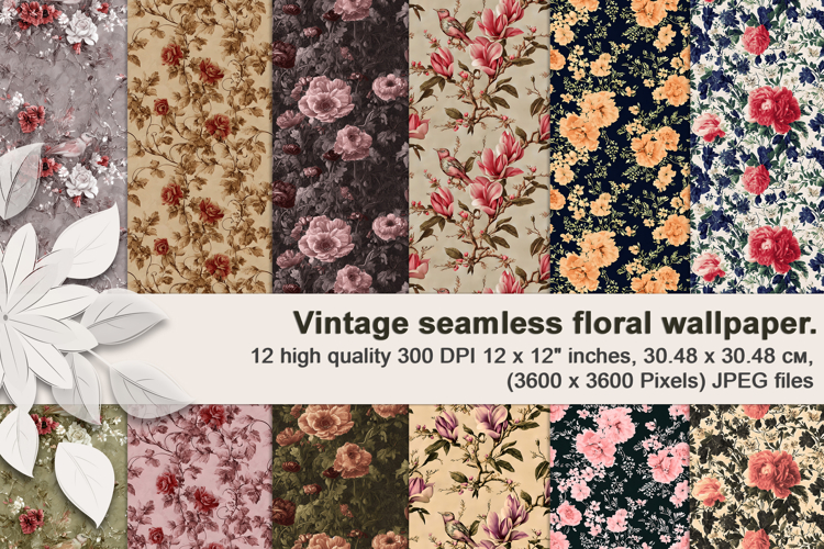 Vintage Seamless Floral Wallpaper.