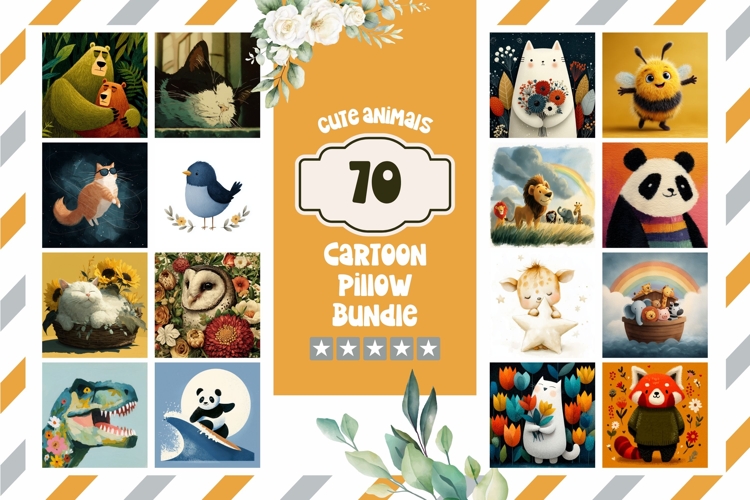 Cartoon Animals Pillow Designs, Kids Pillow Bundle