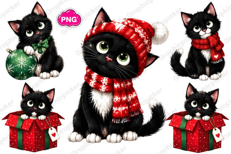 Christmas Cats Clipart, Trending Christmas PNG, Cat PNG
