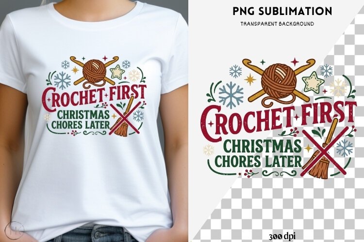 Christmas crochet png design for T-shirts example image 1