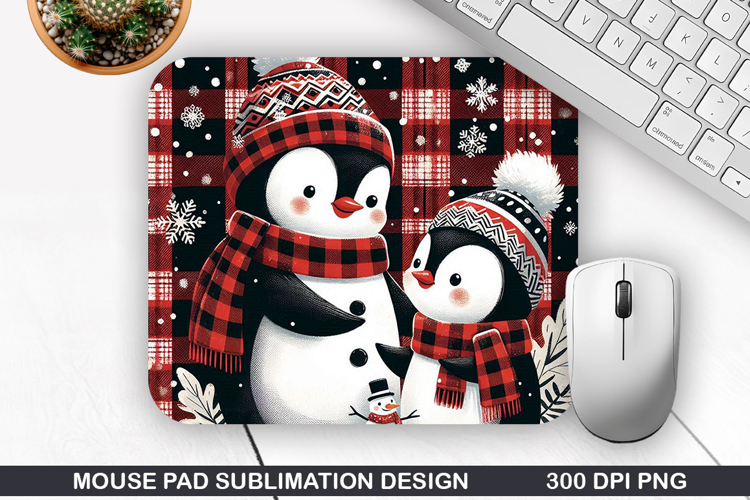 Penguin Mouse Pad Sublimation, Christmas Mouse Pad PNG