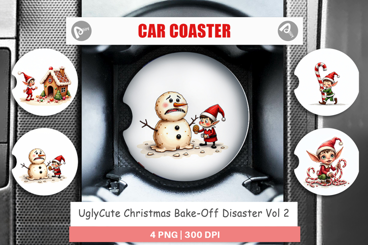 Christmas Bake-Off Disaster Car Coaster
