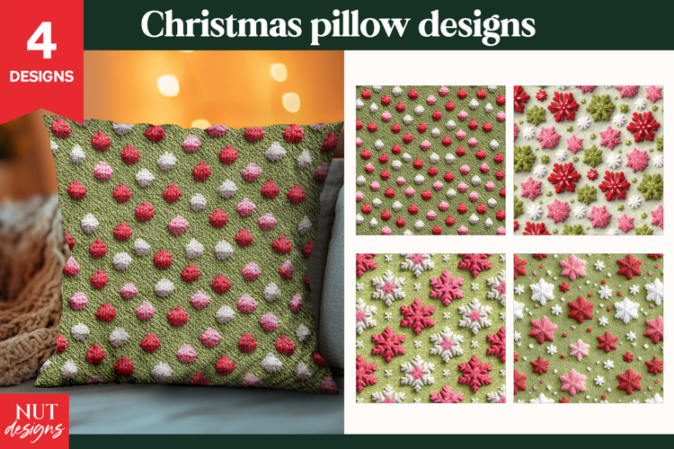 Knitted Christmas pillow sublimation Green Christmas Pattern