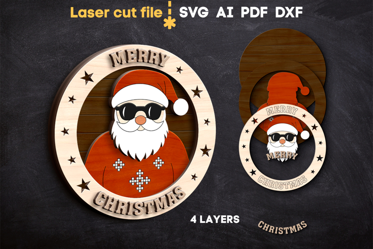 Santa Christmas Sign SVG laser cut file for Glowforge